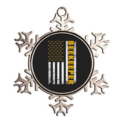 Beekeeper Beekeeping American Flag Bee Lover Metallic Star Ornament