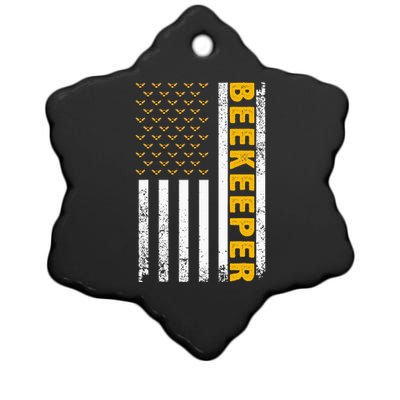 Beekeeper Beekeeping American Flag Bee Lover Ceramic Star Ornament