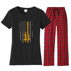 Btc Bitcoin American Flag Crypto Revolution Buy The Dip Women's Flannel Pajama Set