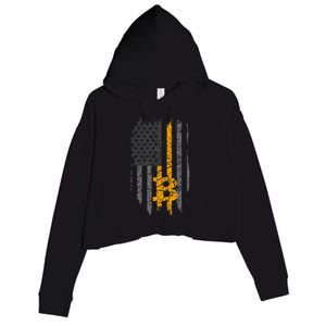 Btc Bitcoin American Flag Crypto Revolution Buy The Dip Crop Fleece Hoodie