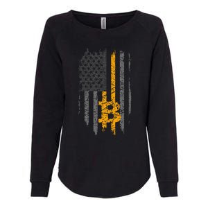 Btc Bitcoin American Flag Crypto Revolution Buy The Dip Womens California Wash Sweatshirt