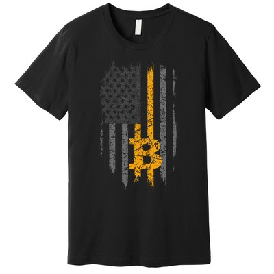 Btc Bitcoin American Flag Crypto Revolution Buy The Dip Premium T-Shirt