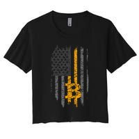 Btc Bitcoin American Flag Crypto Revolution Buy The Dip Women's Crop Top Tee