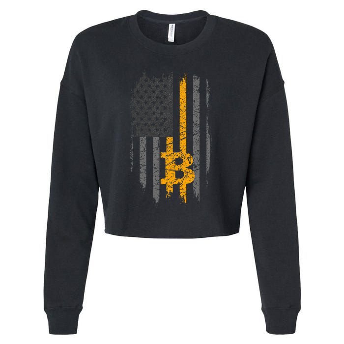 Btc Bitcoin American Flag Crypto Revolution Buy The Dip Cropped Pullover Crew