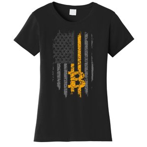 Btc Bitcoin American Flag Crypto Revolution Buy The Dip Women's T-Shirt