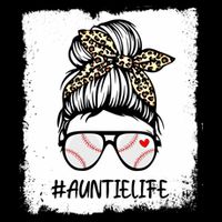 Bleached Baseball Auntie Life Leopard Messy Bun Game Day Cool Gift Drawstring Bag