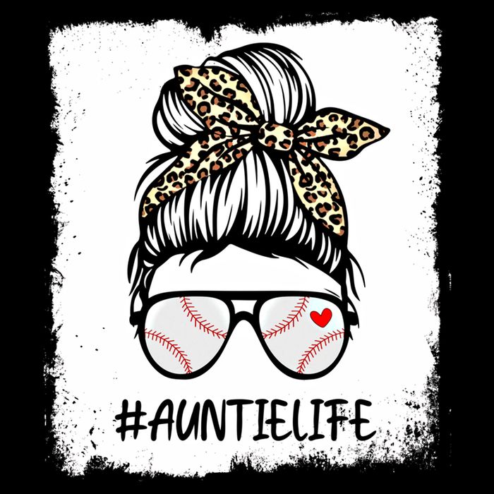 Bleached Baseball Auntie Life Leopard Messy Bun Game Day Cool Gift Drawstring Bag