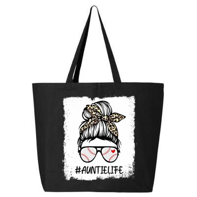 Bleached Baseball Auntie Life Leopard Messy Bun Game Day Cool Gift 25L Jumbo Tote