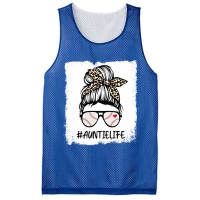 Bleached Baseball Auntie Life Leopard Messy Bun Game Day Cool Gift Mesh Reversible Basketball Jersey Tank