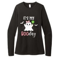 Bootiful Birthday Adorable Halloween Ghost with Pink Bow Womens CVC Long Sleeve Shirt