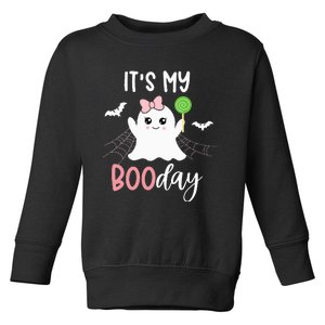 Bootiful Birthday Adorable Halloween Ghost with Pink Bow Toddler Sweatshirt