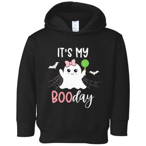 Bootiful Birthday Adorable Halloween Ghost with Pink Bow Toddler Hoodie