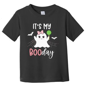 Bootiful Birthday Adorable Halloween Ghost with Pink Bow Toddler T-Shirt