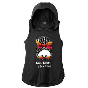 Black Blessed And Beautiful Hair Bun Ladies PosiCharge Tri-Blend Wicking Draft Hoodie Tank