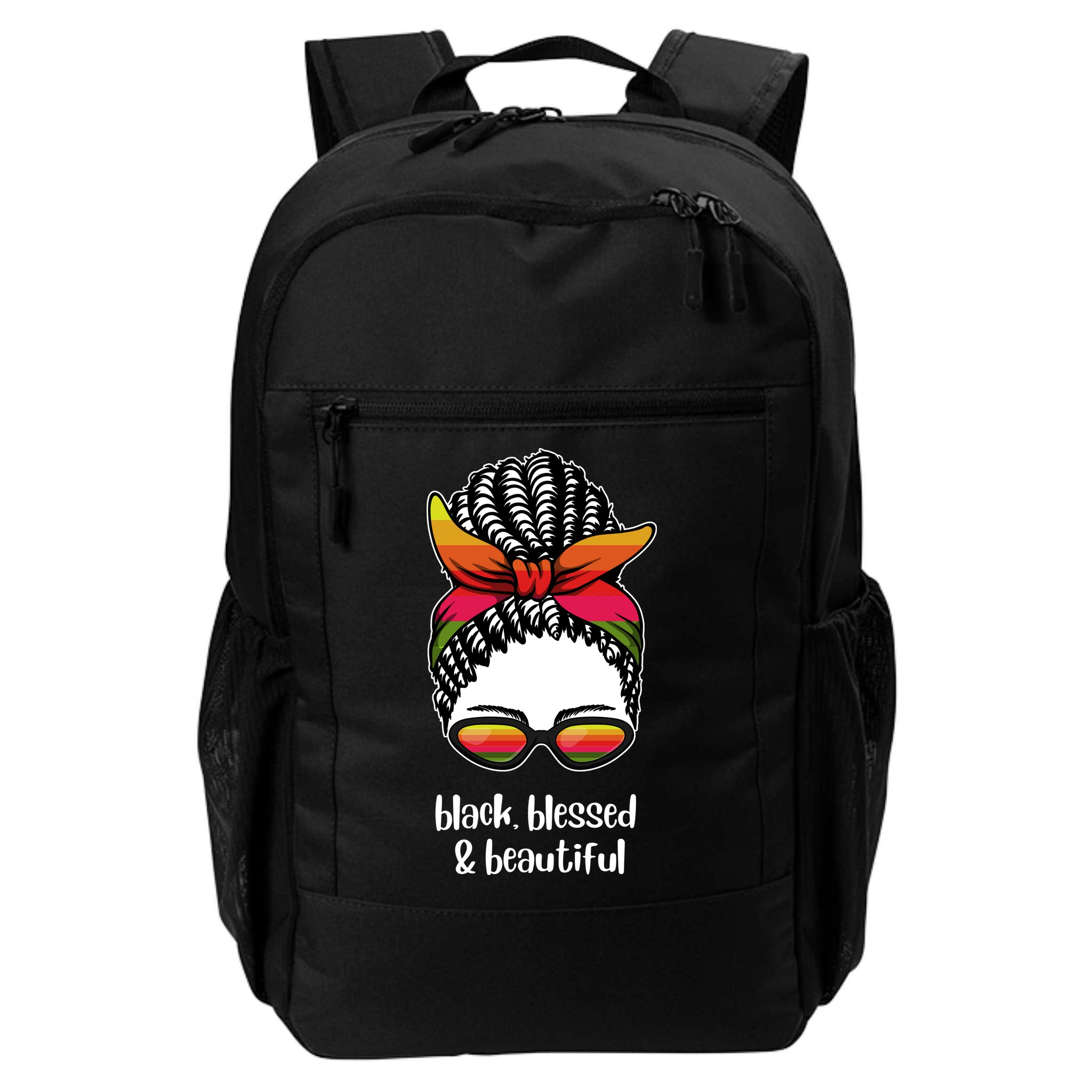 Black Blessed And Beautiful Hair Bun Backpack