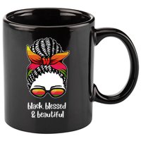 Black Blessed And Beautiful Hair Bun 11oz C Handle Ceramic Mug