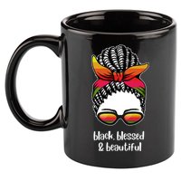 Black Blessed And Beautiful Hair Bun 11oz C Handle Ceramic Mug