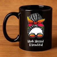 Black Blessed And Beautiful Hair Bun 11oz C Handle Ceramic Mug