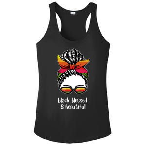 Black Blessed And Beautiful Hair Bun Ladies PosiCharge Competitor Racerback Tank