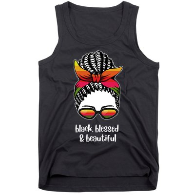 Black Blessed And Beautiful Hair Bun Tank Top