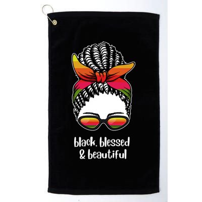 Black Blessed And Beautiful Hair Bun Golf Towel