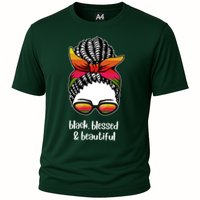 Black Blessed And Beautiful Hair Bun Cooling Performance Crew T-Shirt