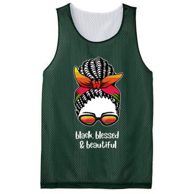 Black Blessed And Beautiful Hair Bun Mesh Reversible Basketball Jersey Tank