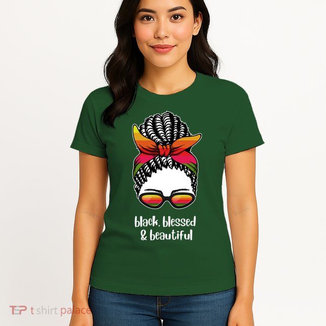 Black Blessed And Beautiful Hair Bun Womens T-Shirt