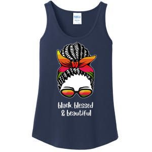 Black Blessed And Beautiful Hair Bun Ladies Essential Tank