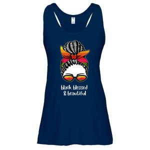 Black Blessed And Beautiful Hair Bun Ladies Essential Flowy Tank