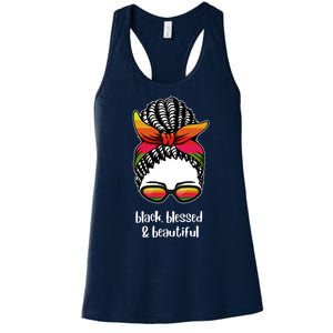 Black Blessed And Beautiful Hair Bun Women's Racerback Tank