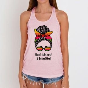 Black Blessed And Beautiful Hair Bun Women's Knotted Racerback Tank