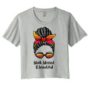 Black Blessed And Beautiful Hair Bun Women's Crop Top Tee