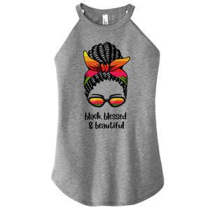 Black Blessed And Beautiful Hair Bun Women's Perfect Tri Rocker Tank