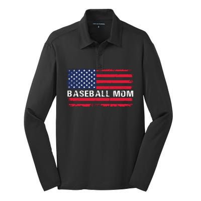 BaseballMomFlagDesign Silk Touch Performance Long Sleeve Polo