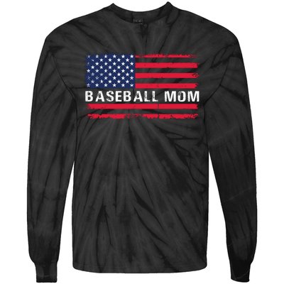 BaseballMomFlagDesign Tie-Dye Long Sleeve Shirt