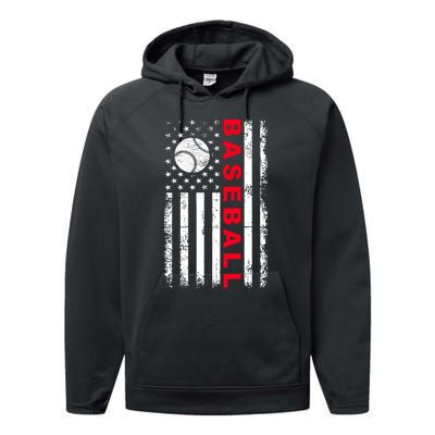 BaseballUSAFlagDesign Performance Fleece Hoodie