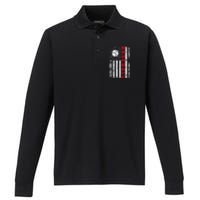 BaseballUSAFlagDesign Performance Long Sleeve Polo