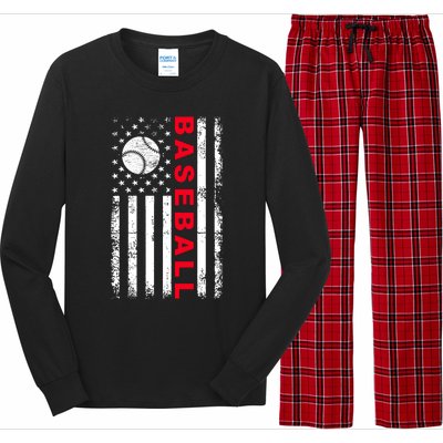 BaseballUSAFlagDesign Long Sleeve Pajama Set