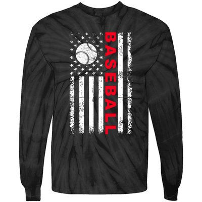 BaseballUSAFlagDesign Tie-Dye Long Sleeve Shirt