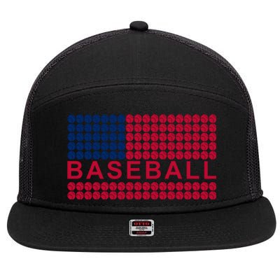 BaseballWithAmericanFlagDesign 7 Panel Mesh Trucker Snapback Hat