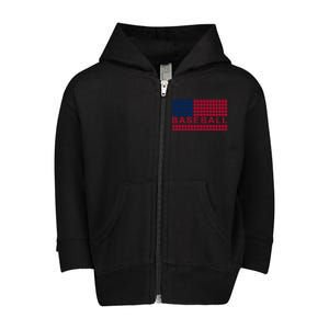 BaseballWithAmericanFlagDesign Toddler Zip Fleece Hoodie