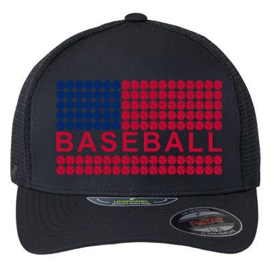 BaseballWithAmericanFlagDesign Flexfit Unipanel Trucker Cap