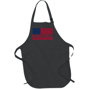 BaseballWithAmericanFlagDesign Full-Length Apron With Pockets