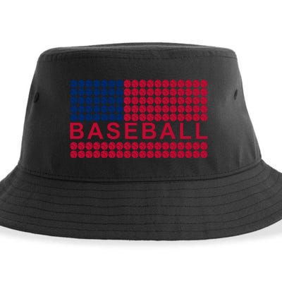 BaseballWithAmericanFlagDesign Sustainable Bucket Hat