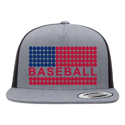 BaseballWithAmericanFlagDesign Flat Bill Trucker Hat