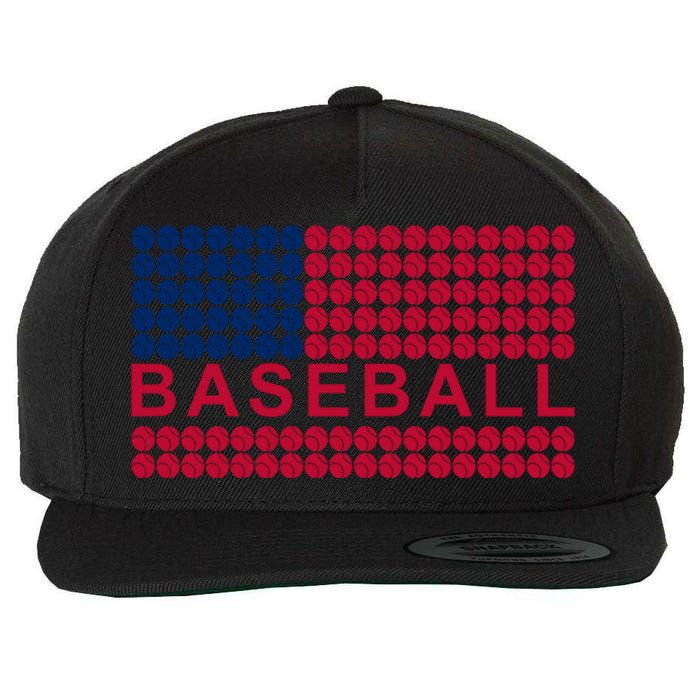 BaseballWithAmericanFlagDesign Wool Snapback Cap