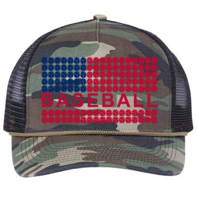 BaseballWithAmericanFlagDesign Retro Rope Trucker Hat Cap