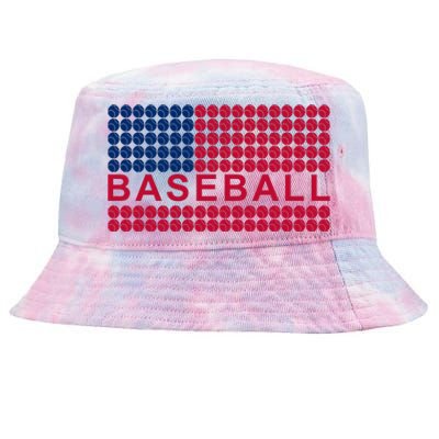 BaseballWithAmericanFlagDesign Tie-Dyed Bucket Hat