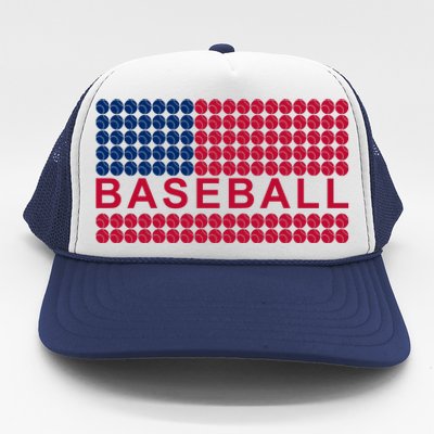 BaseballWithAmericanFlagDesign Trucker Hat